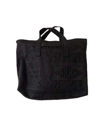 BLACK EMBROIDERED LOINCLOTH BIG BAG