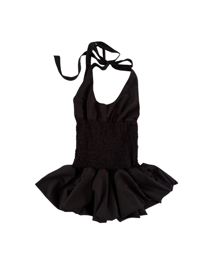 BLACK HALTER TOP