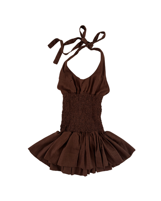 BURGUNDY BROWN HALTER TOP
