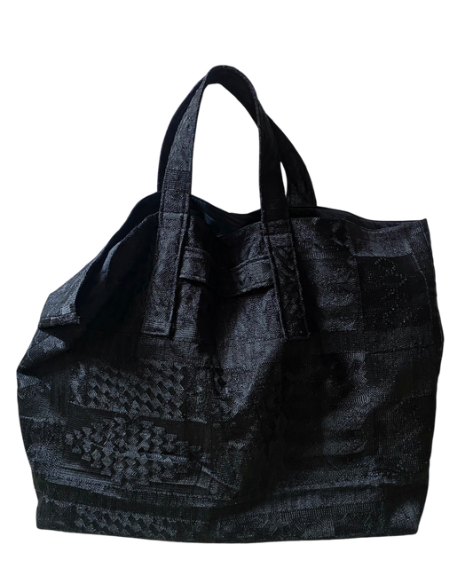 BLACK EMBROIDERED LOINCLOTH BIG BAG