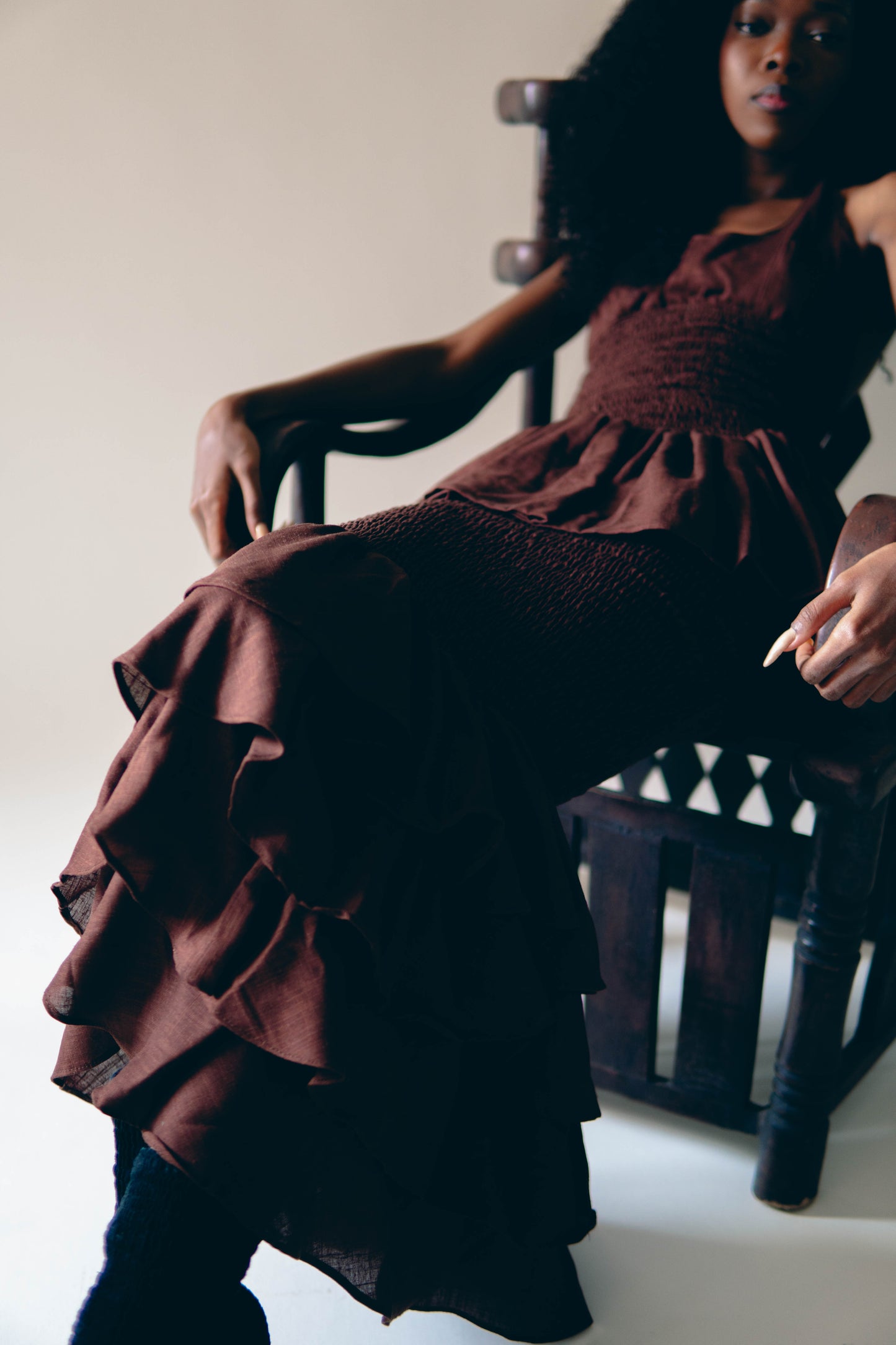 BURGUNDY BROWN FROUFROU SKIRT