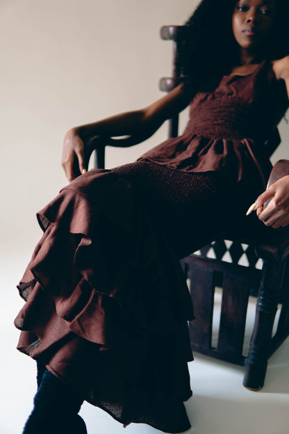 BURGUNDY BROWN FROUFROU SKIRT