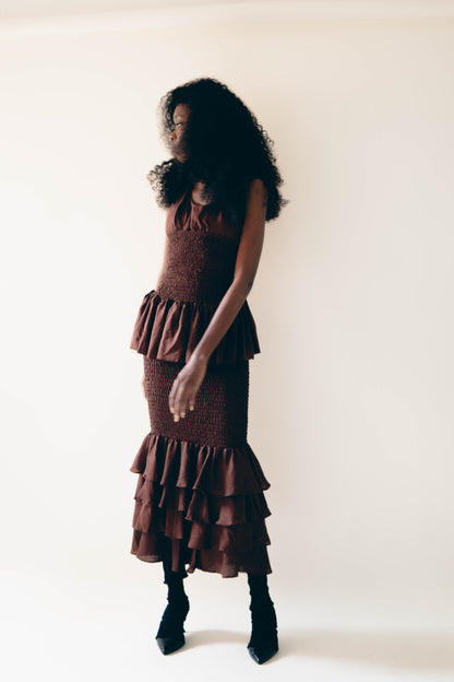 BURGUNDY BROWN FROUFROU SKIRT