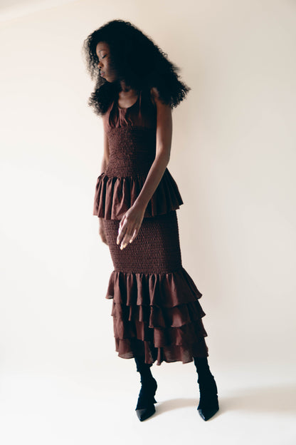 BURGUNDY BROWN FROUFROU SKIRT